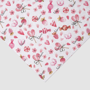 Name, Tissue Paper (3) Candy Valentines Day Sheets