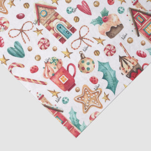 Name, Tissue Paper Cute Magic Christmas Pattern
