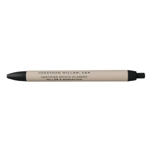 Name Title Company Typographic Beige Black Ink Pen