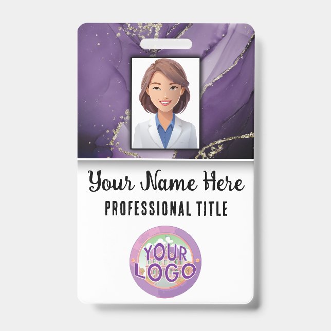 Name Title Logo Nurse Doctor Medical Staff ID Badge (Front)