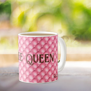 Name & Title, Pink Tufted Pattern 11oz Coffee Mug