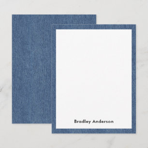 Name Trendy Blue Jean Denim Print Frame Card
