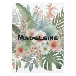 Name Tropical flowers and foliage watercolor Tablecloth