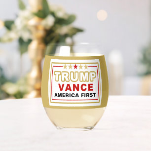 Name, Trump-Vance America First 2025 Stemless Wine Glass