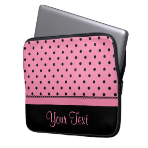Name Tube Sock Black Polka Dots hot pink Laptop Sleeve