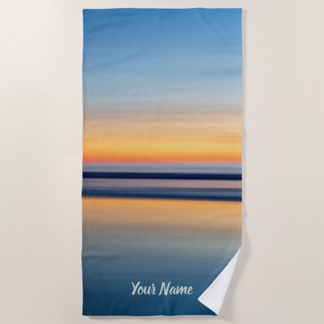 Name Typography Blue Orange Beach Ocean Sunset Towel (Front)