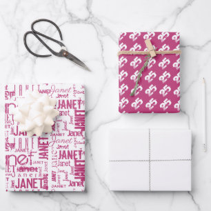 Name Typography Pink White Word Cloud Wrapping Pap Paper Sheet