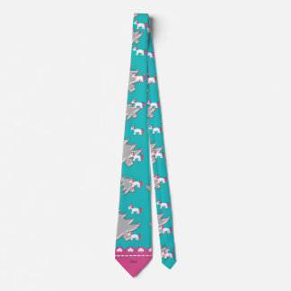 Name unicorn turquoise silver christmas trees tie