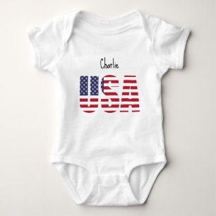 Name, USA, Adorable Newborn to 24mos Fine Jersey Baby Bodysuit