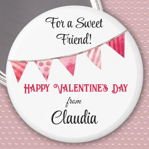 Name Valentines Day Flag Banner 2.25-in Round Magnet