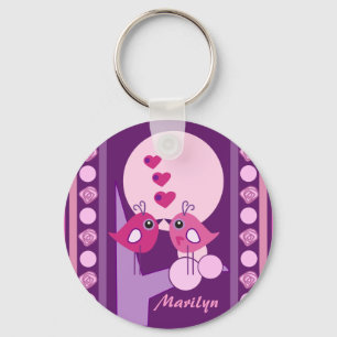 Name Valentine's day keychain with Love birds