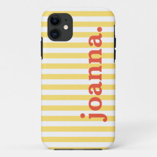 Name / Vintage Classic Yellow & White Stripes Case-Mate iPhone Case