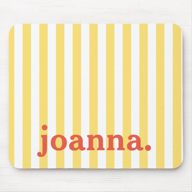 Name / Vintage Classic Yellow & White Stripes Mouse Pad (Front)