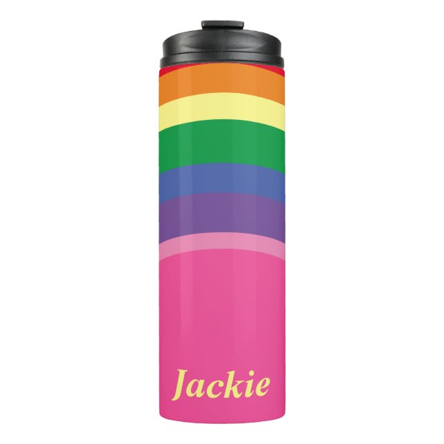 Name w/Rainbow Pride Thermal Tumbler (Front)