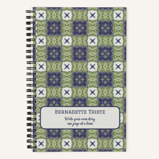 Name Watercolor Abstract Square Geometric Blue Notebook