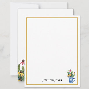 Name Watercolor Coneflower Wildflowers & Greenery Card