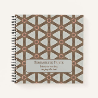 Name Watercolor Geometric Pinwheel Pattern Brown Notebook