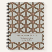 Name Watercolor Geometric Pinwheel Pattern Brown
