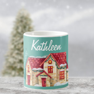 Name, Watercolor Winter Home 11oz Coffee Mug
