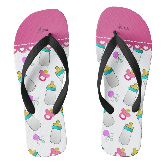 Name white baby bottle rattle pacifier jandals (Footbed)