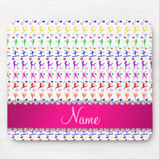 Name white pink rainbow gymnastics hearts stars mouse pad