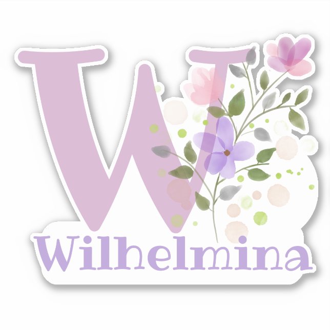 Name Wilhelmina & Initial with Floral Design (Front)