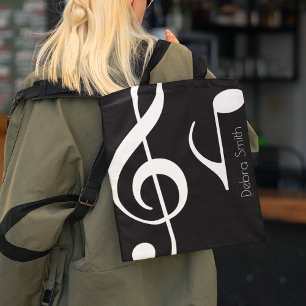 name with musical notes blk. tote bag