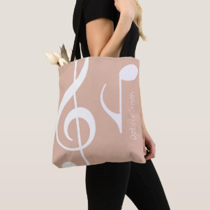 Name with Musical Notes Dusty Rose (both sides) Tote Bag