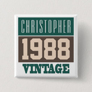 Name with Year 1988 Vintage Button
