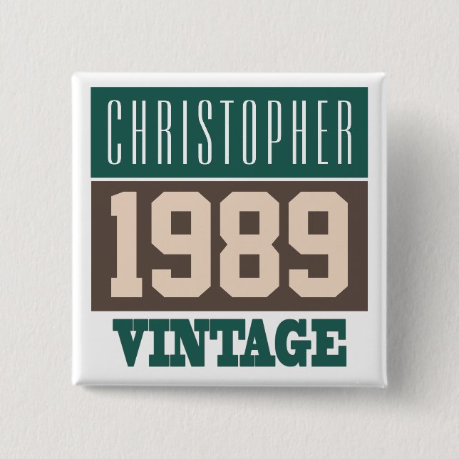 Name with Year 1989 Vintage Button (Front)