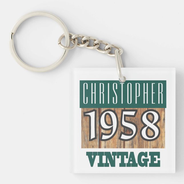 Name with Year Born 1958 Vintage Keychain (Front)