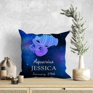 Name with Zodiac sign Aquarius Gift Throw Pillow