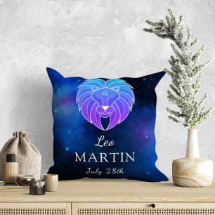 Name with Zodiac sign Leo Gift Throw Pillow