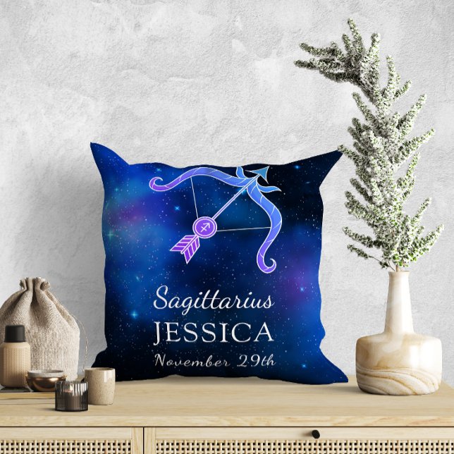 Name with Zodiac sign Sagittarius Gift Cushion (Creator Uploaded)