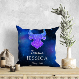 Name with Zodiac sign Taurus Gift Throw Pillow