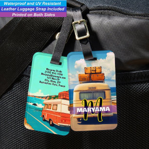 Name World Traveller Car   Custom Monogram Initial Luggage Tag