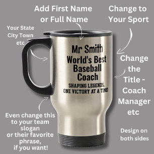 Name, Worlds Best Baseball Coach - Legends Travel Mug