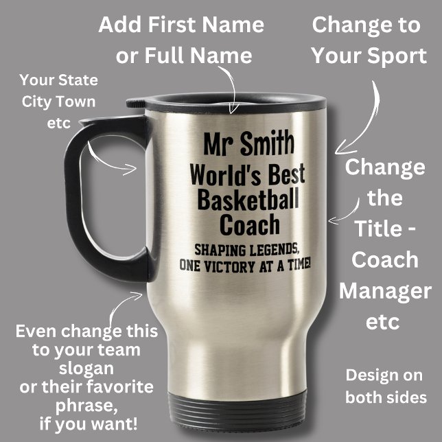 Name, Worlds Best Basketball Coach  Travel Mug (Creator Uploaded)