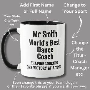 Name, Worlds Best Dance Dancing Coach Mug