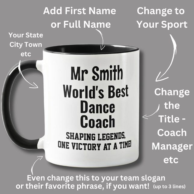 Name, Worlds Best Dance Dancing Coach Mug (Creator Uploaded)
