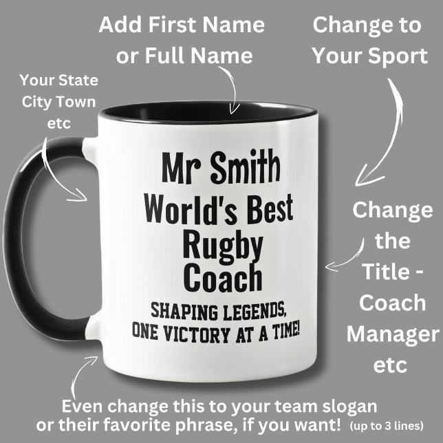 Name, Worlds Best Rugby Coach  Mug (Creator Uploaded)