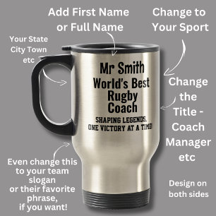 Name, Worlds Best Rugby Coach  Travel Mug