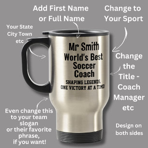 Name, Worlds Best Soccer Coach Travel Mug