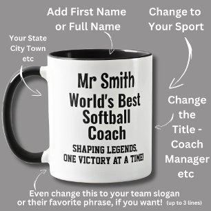 Name, Worlds Best Softball Coach - Legends Mug