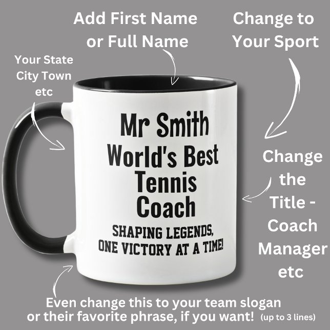 Name, Worlds Best Tennis Coach  Mug (Creator Uploaded)