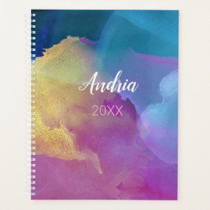 Name/Year/Purple Blue Gold Agate Planner