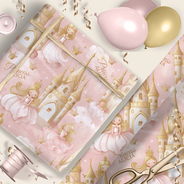 Name Your Princess and Castle Pink ID1053 Wrapping Paper (Creator Uploaded)