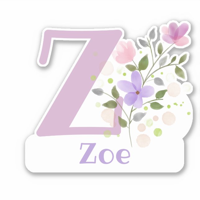 Name Zoe with the Letter Z Sticker Cut-Out (Front)