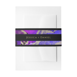 Named Black Pink Purple Wedding Invitation Belly Band