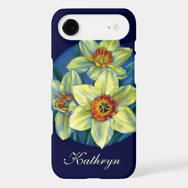 Named Daffodils yellow blue iphone case (Back)